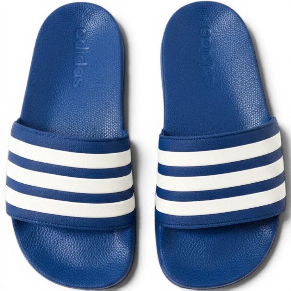 Adidas Adilette Shower Adj Slides Kids Blue White EG1355 Size 12K Sandals New